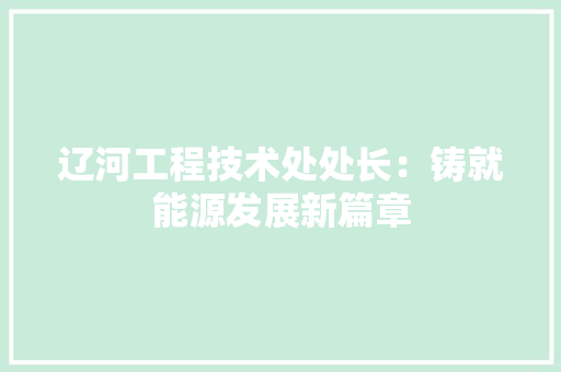 辽河工程技术处处长：铸就能源发展新篇章 室内设计