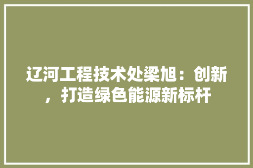辽河工程技术处梁旭：创新，打造绿色能源新标杆 室内设计