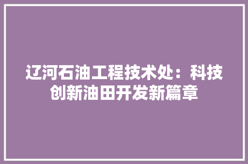 辽河石油工程技术处：科技创新油田开发新篇章