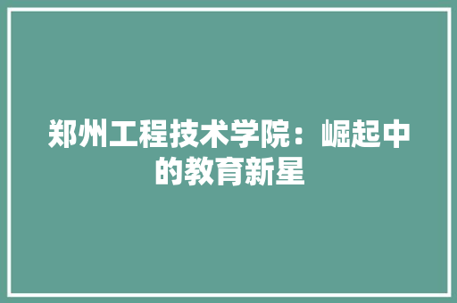 郑州工程技术学院：崛起中的教育新星 室内设计