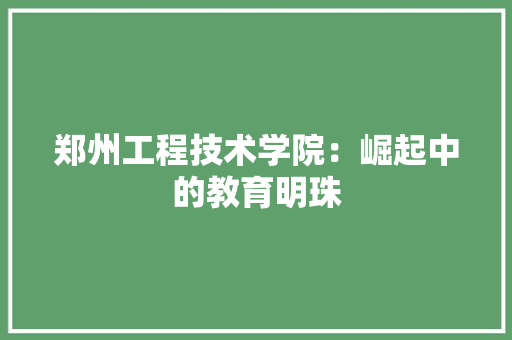 郑州工程技术学院：崛起中的教育明珠 室内设计