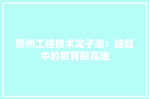 郑州工程技术龙子湖：崛起中的教育新高地 室内设计