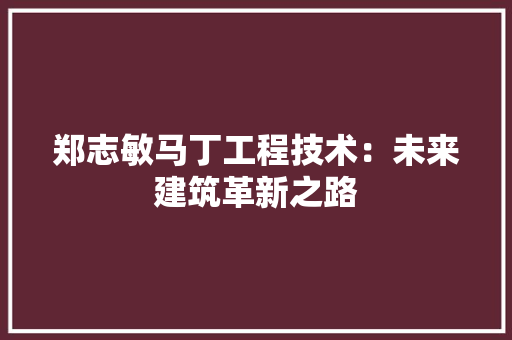 郑志敏马丁工程技术：未来建筑革新之路 室内设计