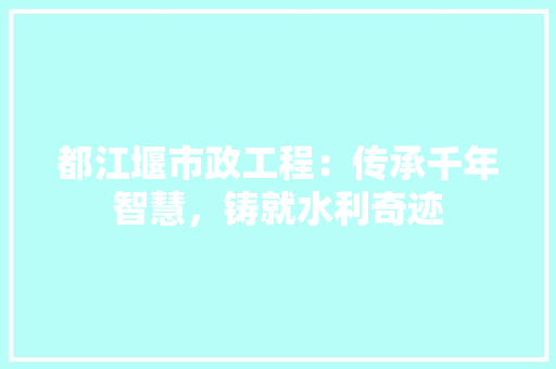 都江堰市政工程：传承千年智慧，铸就水利奇迹 室内设计