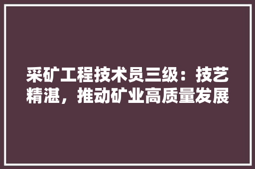 采矿工程技术员三级：技艺精湛，推动矿业高质量发展 室内设计