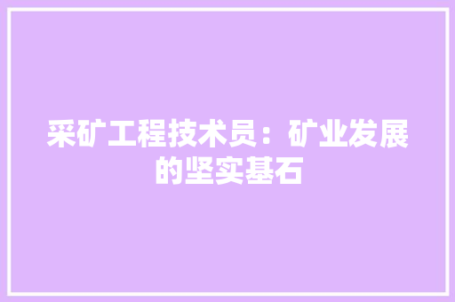 采矿工程技术员：矿业发展的坚实基石 室内设计