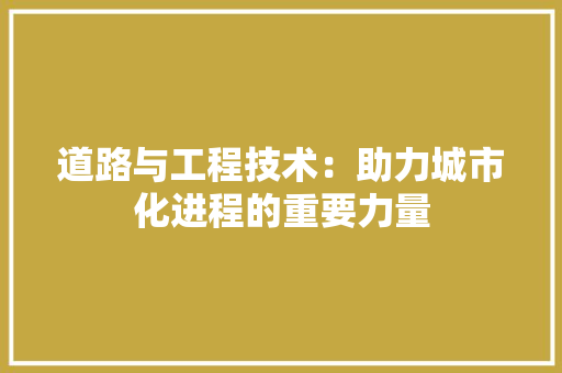 道路与工程技术：助力城市化进程的重要力量 室内设计