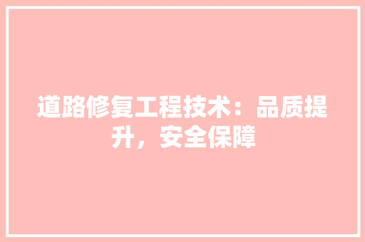 道路修复工程技术：品质提升，安全保障 室内设计