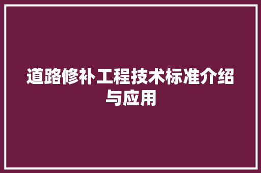 道路修补工程技术标准介绍与应用 室内设计
