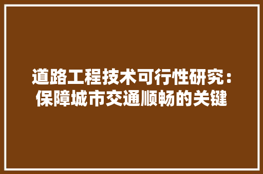 道路工程技术可行性研究：保障城市交通顺畅的关键 室内设计