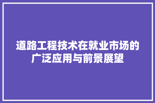 道路工程技术在就业市场的广泛应用与前景展望