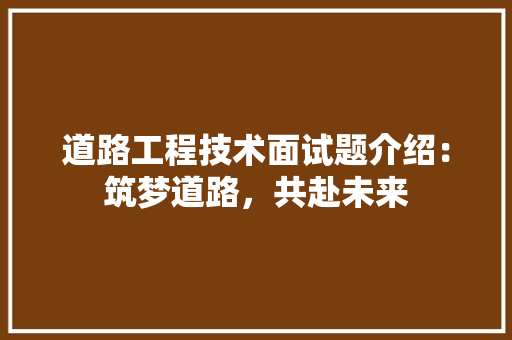 道路工程技术面试题介绍：筑梦道路，共赴未来 室内设计