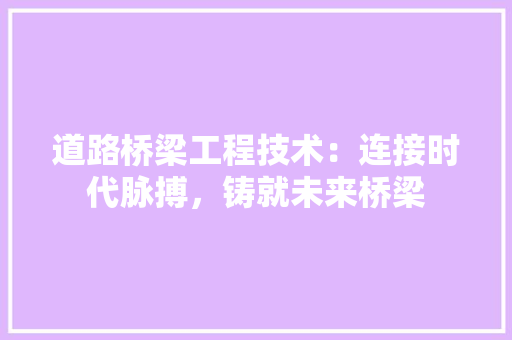 道路桥梁工程技术：连接时代脉搏，铸就未来桥梁 室内设计