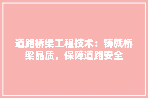 道路桥梁工程技术：铸就桥梁品质，保障道路安全 室内设计