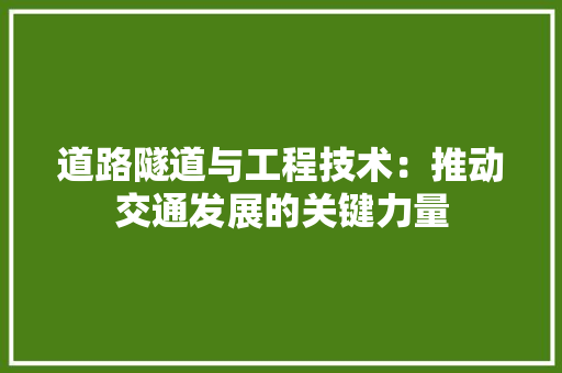 道路隧道与工程技术：推动交通发展的关键力量 室内设计