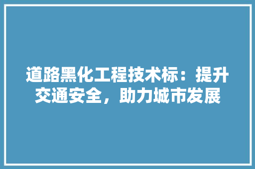 道路黑化工程技术标：提升交通安全，助力城市发展 室内设计