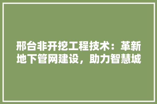 邢台非开挖工程技术：革新地下管网建设，助力智慧城市崛起