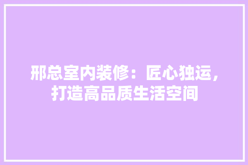 邢总室内装修：匠心独运，打造高品质生活空间 室内设计