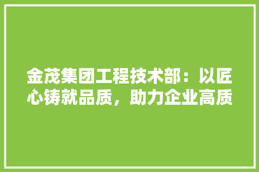 金茂集团工程技术部：以匠心铸就品质，助力企业高质量发展