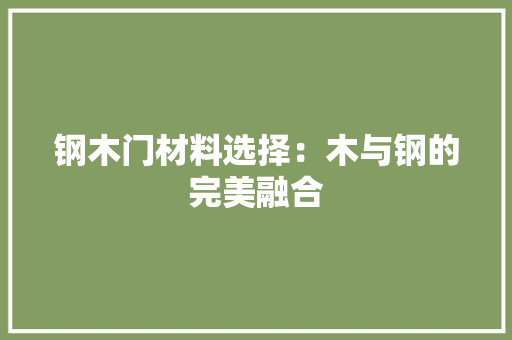 钢木门材料选择：木与钢的完美融合 室内设计