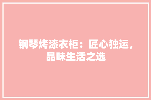 钢琴烤漆衣柜：匠心独运，品味生活之选