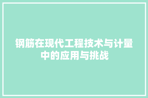钢筋在现代工程技术与计量中的应用与挑战