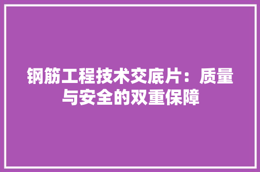 钢筋工程技术交底片：质量与安全的双重保障