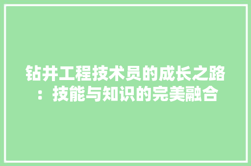 钻井工程技术员的成长之路：技能与知识的完美融合 室内设计
