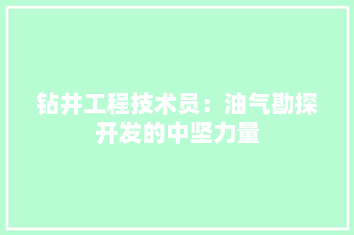 钻井工程技术员：油气勘探开发的中坚力量 室内设计