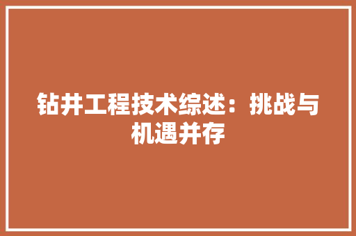 钻井工程技术综述：挑战与机遇并存 室内设计