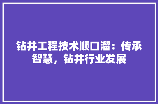 钻井工程技术顺口溜：传承智慧，钻井行业发展 室内设计