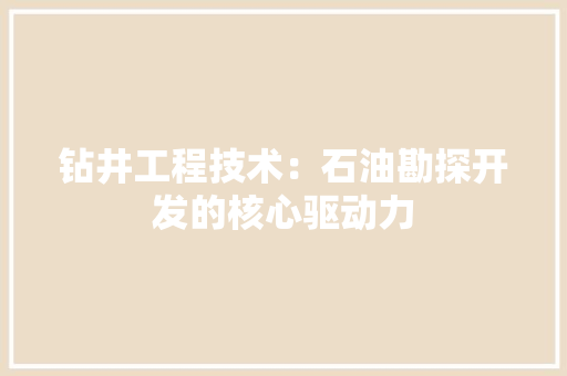 钻井工程技术：石油勘探开发的核心驱动力 室内设计