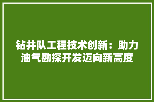 钻井队工程技术创新：助力油气勘探开发迈向新高度 室内设计