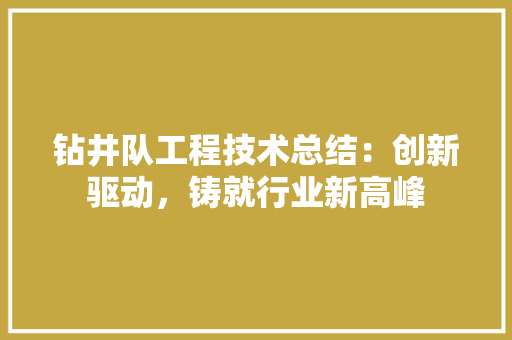 钻井队工程技术总结：创新驱动，铸就行业新高峰 室内设计