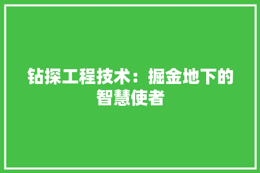钻探工程技术：掘金地下的智慧使者 室内设计