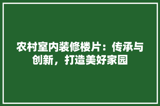 农村室内装修楼片：传承与创新，打造美好家园 家居装修