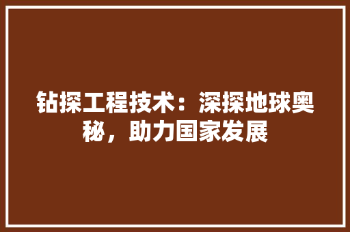 钻探工程技术：深探地球奥秘，助力国家发展 室内设计