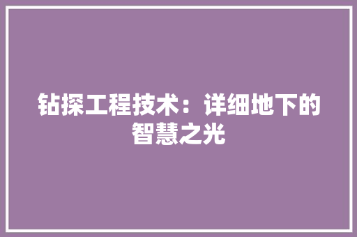 钻探工程技术：详细地下的智慧之光 室内设计