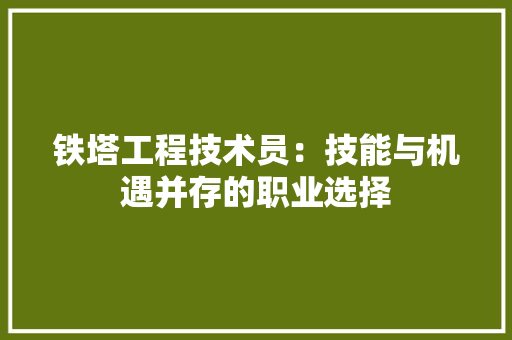 铁塔工程技术员：技能与机遇并存的职业选择 室内设计