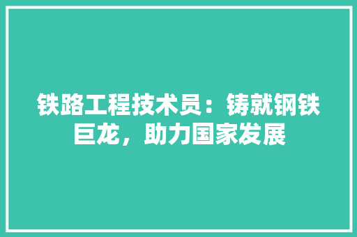 铁路工程技术员：铸就钢铁巨龙，助力国家发展 室内设计