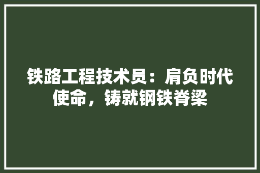 铁路工程技术员：肩负时代使命，铸就钢铁脊梁 室内设计