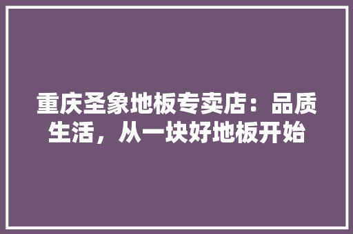 重庆圣象地板专卖店：品质生活，从一块好地板开始 室内设计