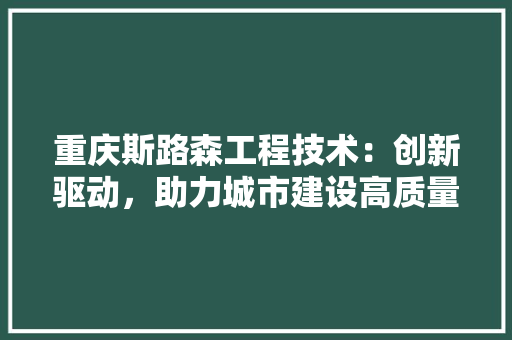 重庆斯路森工程技术：创新驱动，助力城市建设高质量发展 室内设计