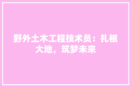 野外土木工程技术员：扎根大地，筑梦未来 室内设计