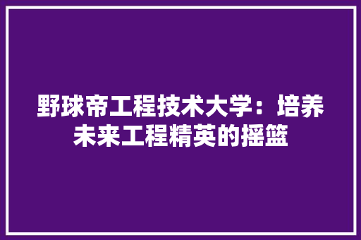 野球帝工程技术大学：培养未来工程精英的摇篮