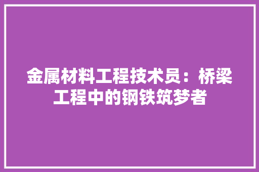 金属材料工程技术员：桥梁工程中的钢铁筑梦者 室内设计
