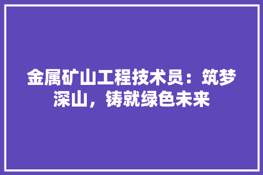 金属矿山工程技术员：筑梦深山，铸就绿色未来 室内设计