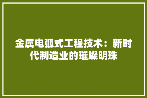 金属电弧式工程技术：新时代制造业的璀璨明珠