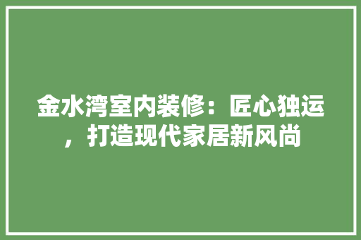 金水湾室内装修：匠心独运，打造现代家居新风尚