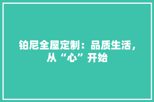 铂尼全屋定制：品质生活，从“心”开始 室内设计